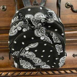 Kendall & Kylie Black Leather Bandana Backback